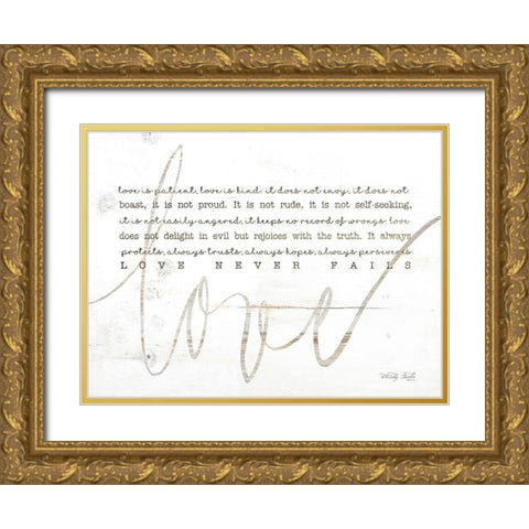Love Never Fails Gold Ornate Wood Framed Art Print with Double Matting by Jacobs, Cindy