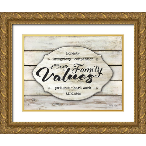 Our Family Values Gold Ornate Wood Framed Art Print with Double Matting by Jacobs, Cindy