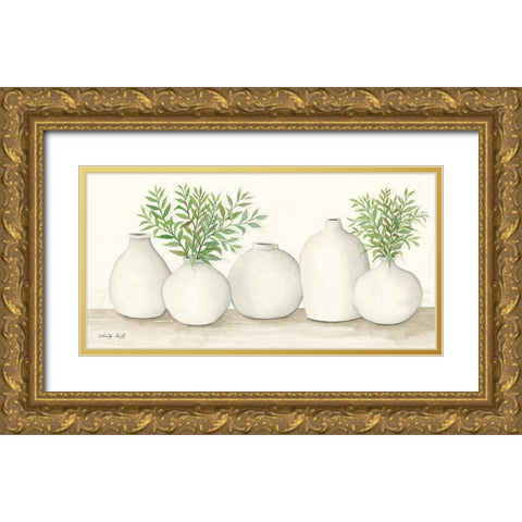 Simplicity in White I Gold Ornate Wood Framed Art Print with Double Matting by Jacobs, Cindy