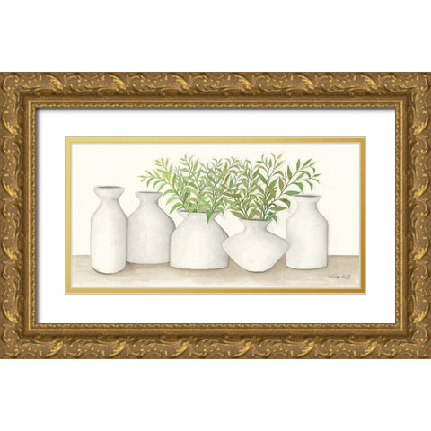 Simplicity in White II Gold Ornate Wood Framed Art Print with Double Matting by Jacobs, Cindy