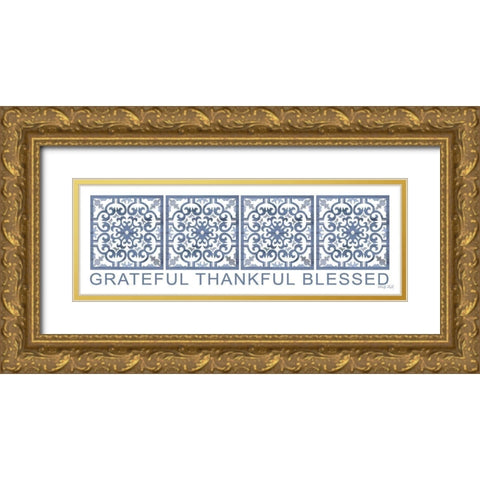 Grateful, Thankful, Blessed Gold Ornate Wood Framed Art Print with Double Matting by Jacobs, Cindy
