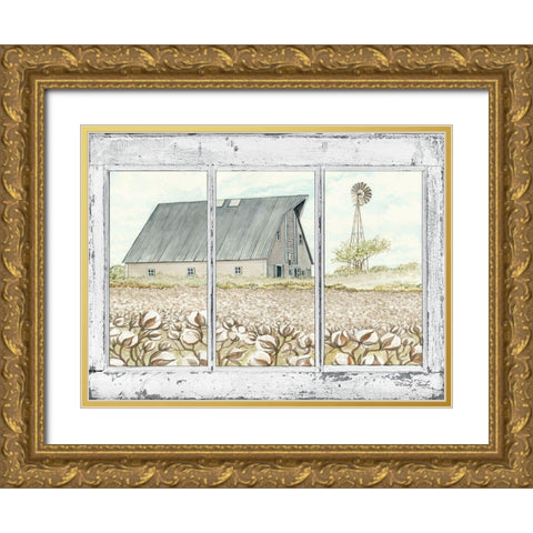 Farmland View Gold Ornate Wood Framed Art Print with Double Matting by Jacobs, Cindy