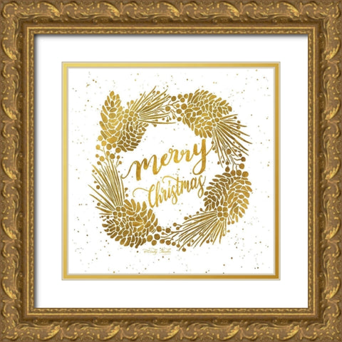 Merry Christmas    Gold Ornate Wood Framed Art Print with Double Matting by Jacobs, Cindy