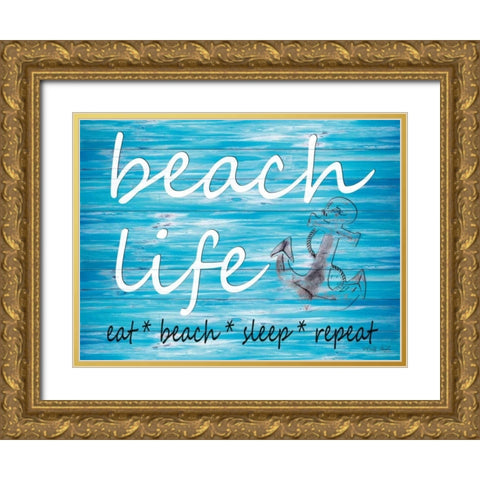 Beach Life Gold Ornate Wood Framed Art Print with Double Matting by Jacobs, Cindy