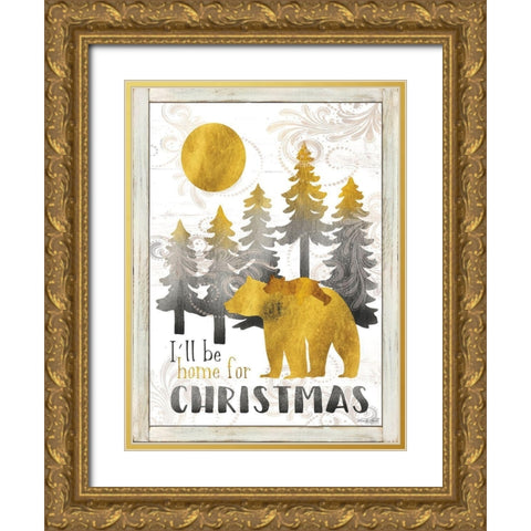 Merry Christmas and Happy New Year Gold Ornate Wood Framed Art Print with Double Matting by Jacobs, Cindy