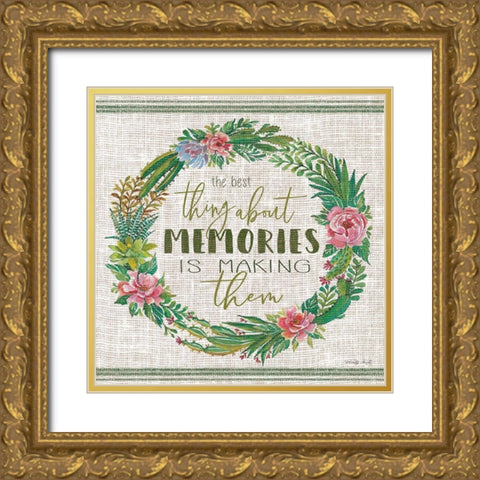 Making Memories Succulent Wreath Gold Ornate Wood Framed Art Print with Double Matting by Jacobs, Cindy