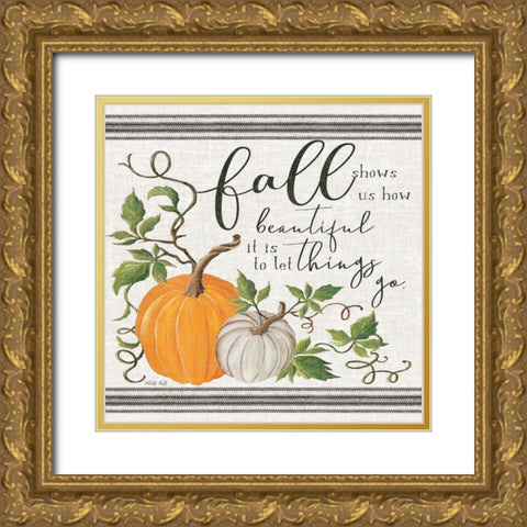 Let Things Go Gold Ornate Wood Framed Art Print with Double Matting by Jacobs, Cindy