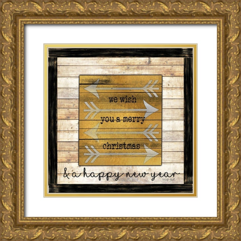 Buffalo Merry Christmas    Gold Ornate Wood Framed Art Print with Double Matting by Jacobs, Cindy