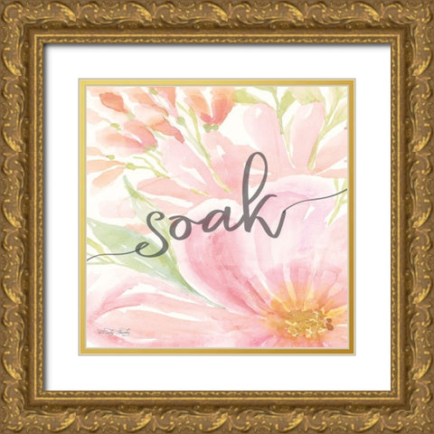 Floral Soak Gold Ornate Wood Framed Art Print with Double Matting by Jacobs, Cindy