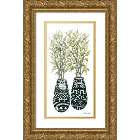Mud Cloth Vase I   Gold Ornate Wood Framed Art Print with Double Matting by Jacobs, Cindy