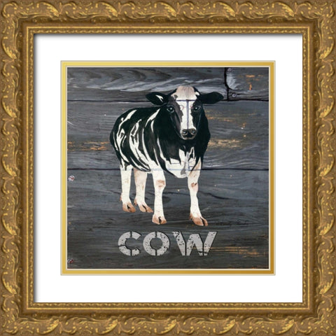 Cow Gold Ornate Wood Framed Art Print with Double Matting by Jacobs, Cindy
