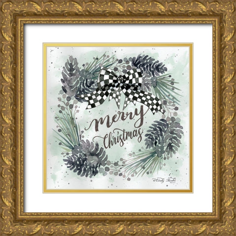 Merry Christmas    Gold Ornate Wood Framed Art Print with Double Matting by Hallowell, Britt