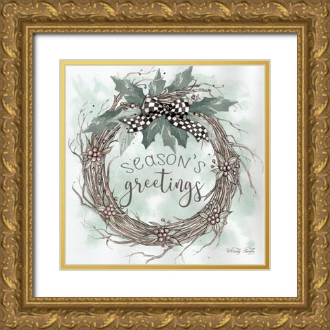 Seasons Greetings  Gold Ornate Wood Framed Art Print with Double Matting by Hallowell, Britt
