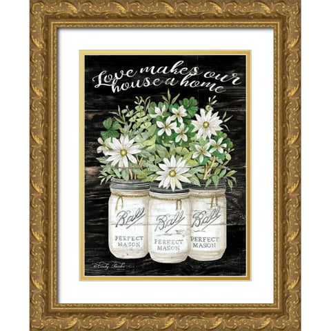 White Jars - Love Makes Our House a Home Gold Ornate Wood Framed Art Print with Double Matting by Jacobs, Cindy
