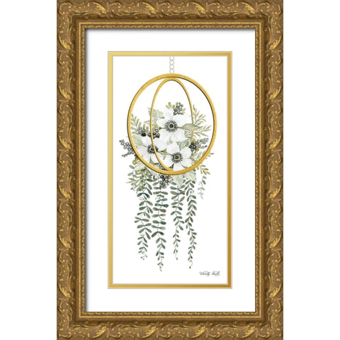 Gold Geometric Circle and Ivy   Gold Ornate Wood Framed Art Print with Double Matting by Jacobs, Cindy