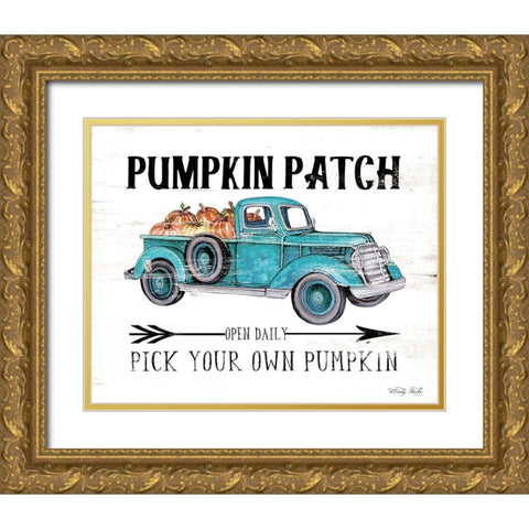 Pumpkin Patch Open Daily Gold Ornate Wood Framed Art Print with Double Matting by Jacobs, Cindy