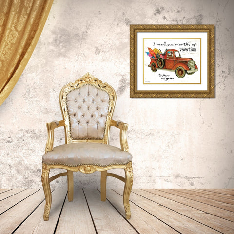 Vacation Truck Gold Ornate Wood Framed Art Print with Double Matting by Jacobs, Cindy