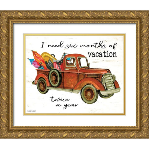 Vacation Truck Gold Ornate Wood Framed Art Print with Double Matting by Jacobs, Cindy