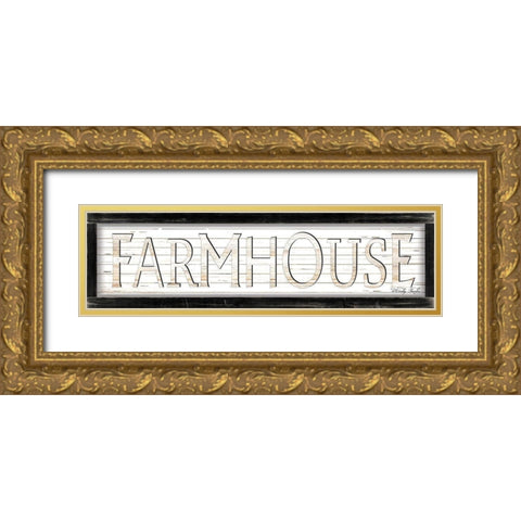 White Farmhouse Gold Ornate Wood Framed Art Print with Double Matting by Jacobs, Cindy