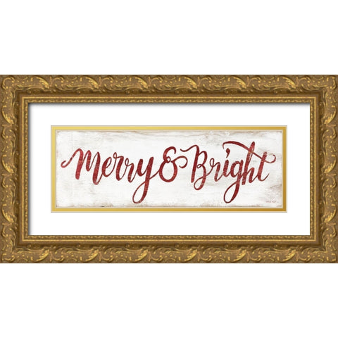 Merry and Bright Gold Ornate Wood Framed Art Print with Double Matting by Jacobs, Cindy