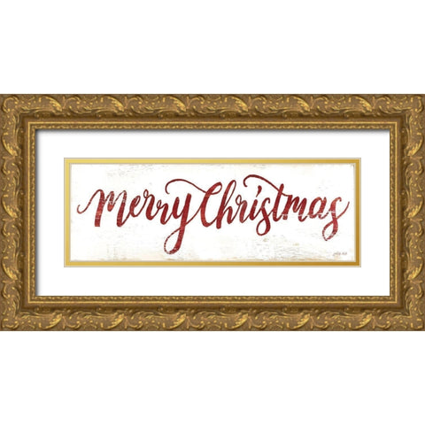 Merry Christmas Gold Ornate Wood Framed Art Print with Double Matting by Jacobs, Cindy