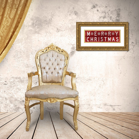 Merry Christmas Gold Ornate Wood Framed Art Print with Double Matting by Jacobs, Cindy