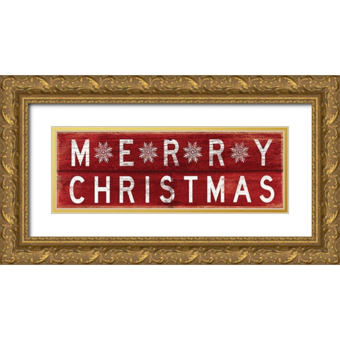 Merry Christmas Gold Ornate Wood Framed Art Print with Double Matting by Jacobs, Cindy