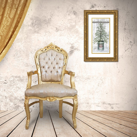 Galvanized Pot Pine Gold Ornate Wood Framed Art Print with Double Matting by Jacobs, Cindy