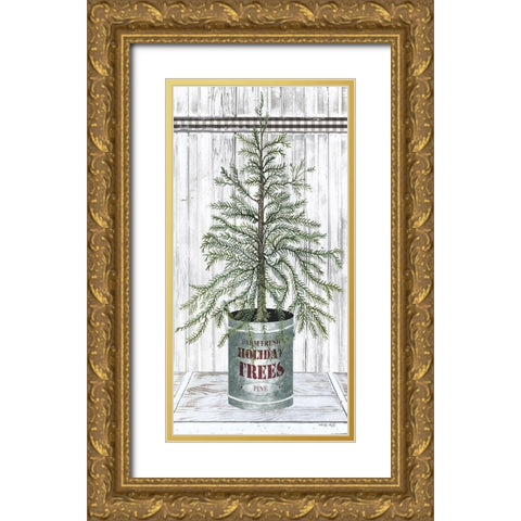 Galvanized Pot Pine Gold Ornate Wood Framed Art Print with Double Matting by Jacobs, Cindy