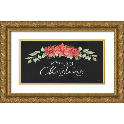 Merry Christmas Gold Ornate Wood Framed Art Print with Double Matting by Jacobs, Cindy