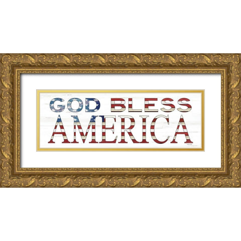 God Bless America    Gold Ornate Wood Framed Art Print with Double Matting by Jacobs, Cindy