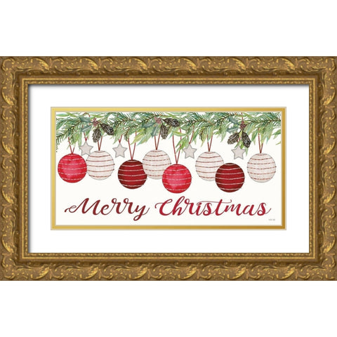 Merry Christmas Gold Ornate Wood Framed Art Print with Double Matting by Jacobs, Cindy