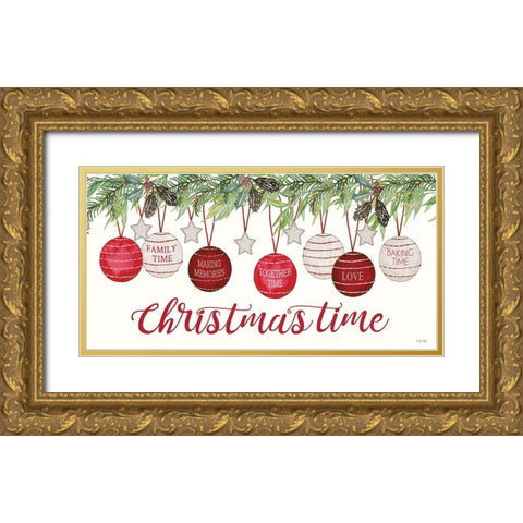 Christmas Time Gold Ornate Wood Framed Art Print with Double Matting by Jacobs, Cindy