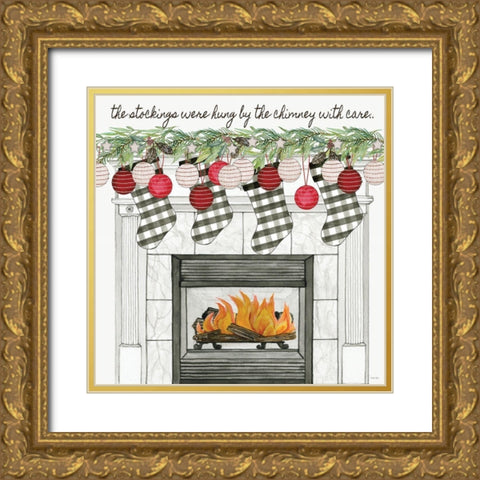 The Stockings Were Hung Gold Ornate Wood Framed Art Print with Double Matting by Jacobs, Cindy
