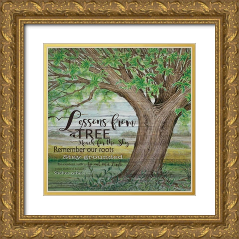 Lessons for a Tree Gold Ornate Wood Framed Art Print with Double Matting by Jacobs, Cindy