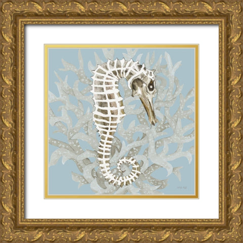Coral Seahorse I Gold Ornate Wood Framed Art Print with Double Matting by Jacobs, Cindy