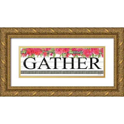 Fuchsia Gather Gold Ornate Wood Framed Art Print with Double Matting by Jacobs, Cindy