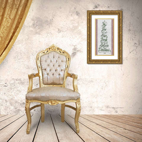 Christmas Word Tree  Gold Ornate Wood Framed Art Print with Double Matting by Jacobs, Cindy