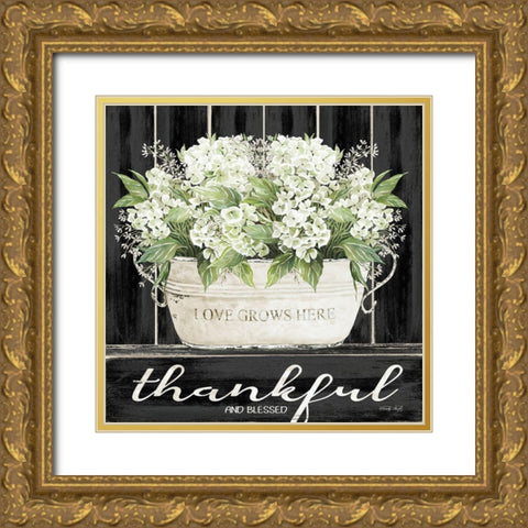 Thankful And Blessed Gold Ornate Wood Framed Art Print with Double Matting by Jacobs, Cindy