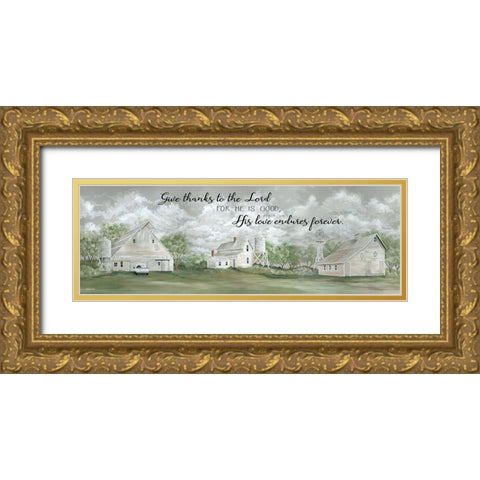 Give Thanks to the Lord   Gold Ornate Wood Framed Art Print with Double Matting by Jacobs, Cindy