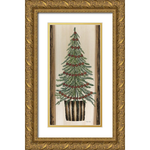Woodland Fir Tree Gold Ornate Wood Framed Art Print with Double Matting by Jacobs, Cindy
