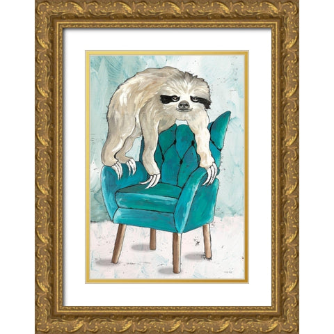 Chill Sloth II Gold Ornate Wood Framed Art Print with Double Matting by Jacobs, Cindy