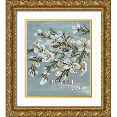 Spring Be Still Gold Ornate Wood Framed Art Print with Double Matting by Jacobs, Cindy