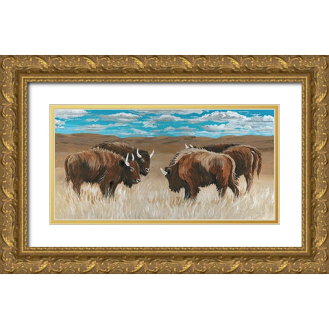 Bison Herd II Gold Ornate Wood Framed Art Print with Double Matting by Jacobs, Cindy