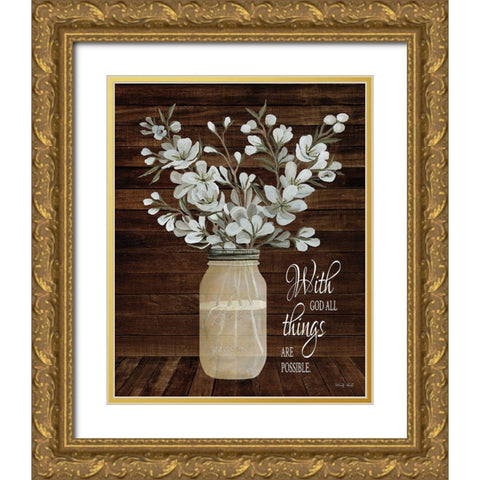 All Things are Possible Gold Ornate Wood Framed Art Print with Double Matting by Jacobs, Cindy