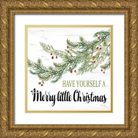Merry Little Christmas Gold Ornate Wood Framed Art Print with Double Matting by Jacobs, Cindy