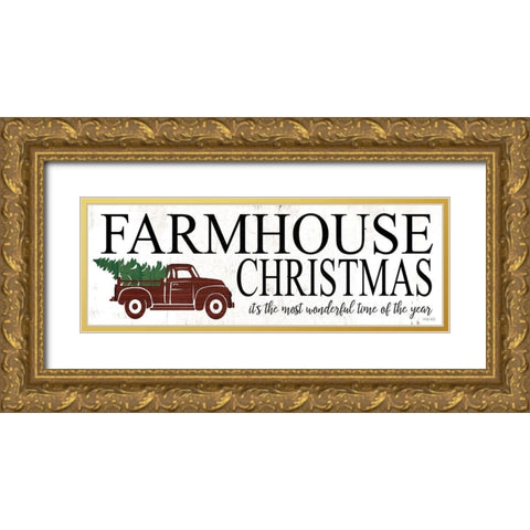 Farmhouse Christmas Gold Ornate Wood Framed Art Print with Double Matting by Jacobs, Cindy