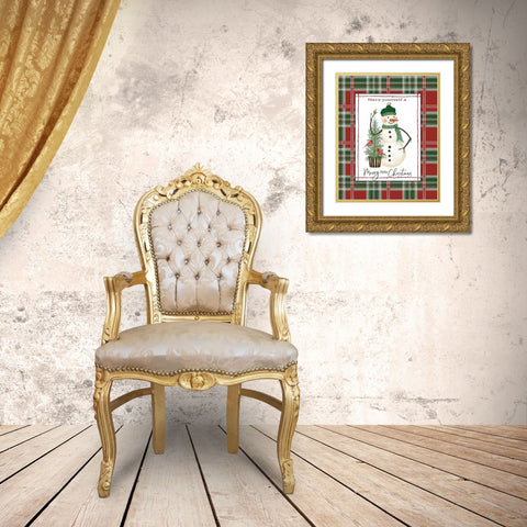 Merry Little Christmas Gold Ornate Wood Framed Art Print with Double Matting by Jacobs, Cindy