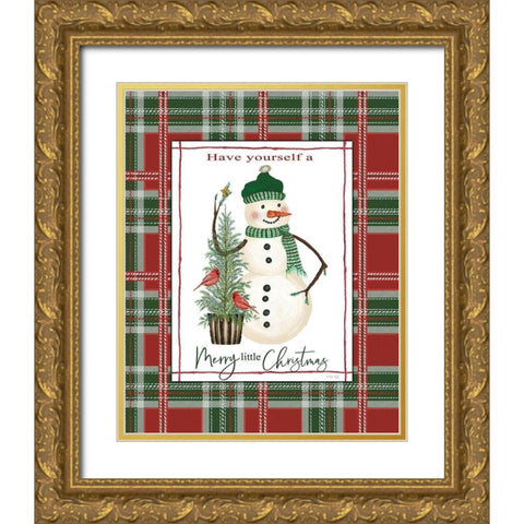Merry Little Christmas Gold Ornate Wood Framed Art Print with Double Matting by Jacobs, Cindy