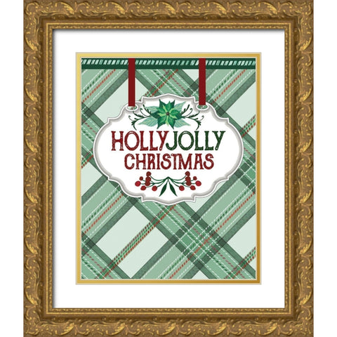 Holly Jolly Christmas  Gold Ornate Wood Framed Art Print with Double Matting by Jacobs, Cindy